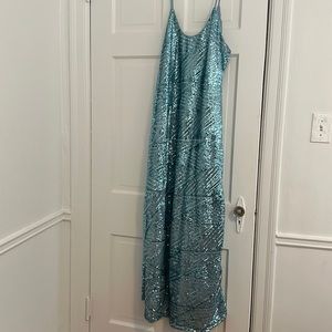 Blue sequence Anthropologie long dress